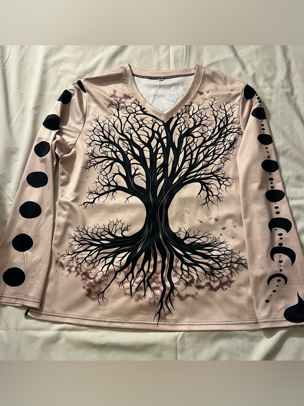 Women’s Beige/Tan Tree Graphic Long-Sleeve Top Size 2XL
